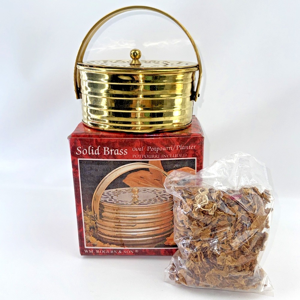 WM Rogers & Son 1989 Solid Brass Potpourri Planter. Made in India. Vintage.